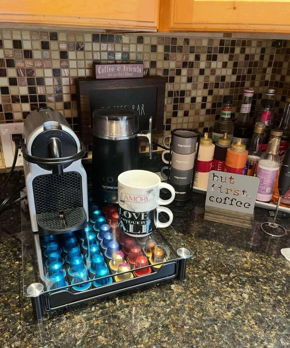 Pull-Out Drawer Keeps Coffee Pods Organized and Accessible