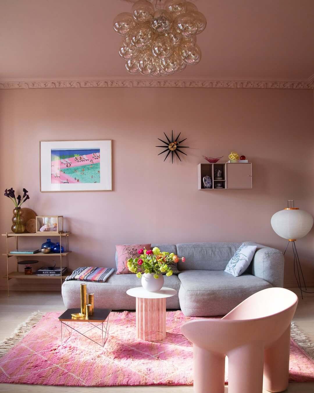 Fluted Pink Pedestal Table Adds a Sculptural Accent