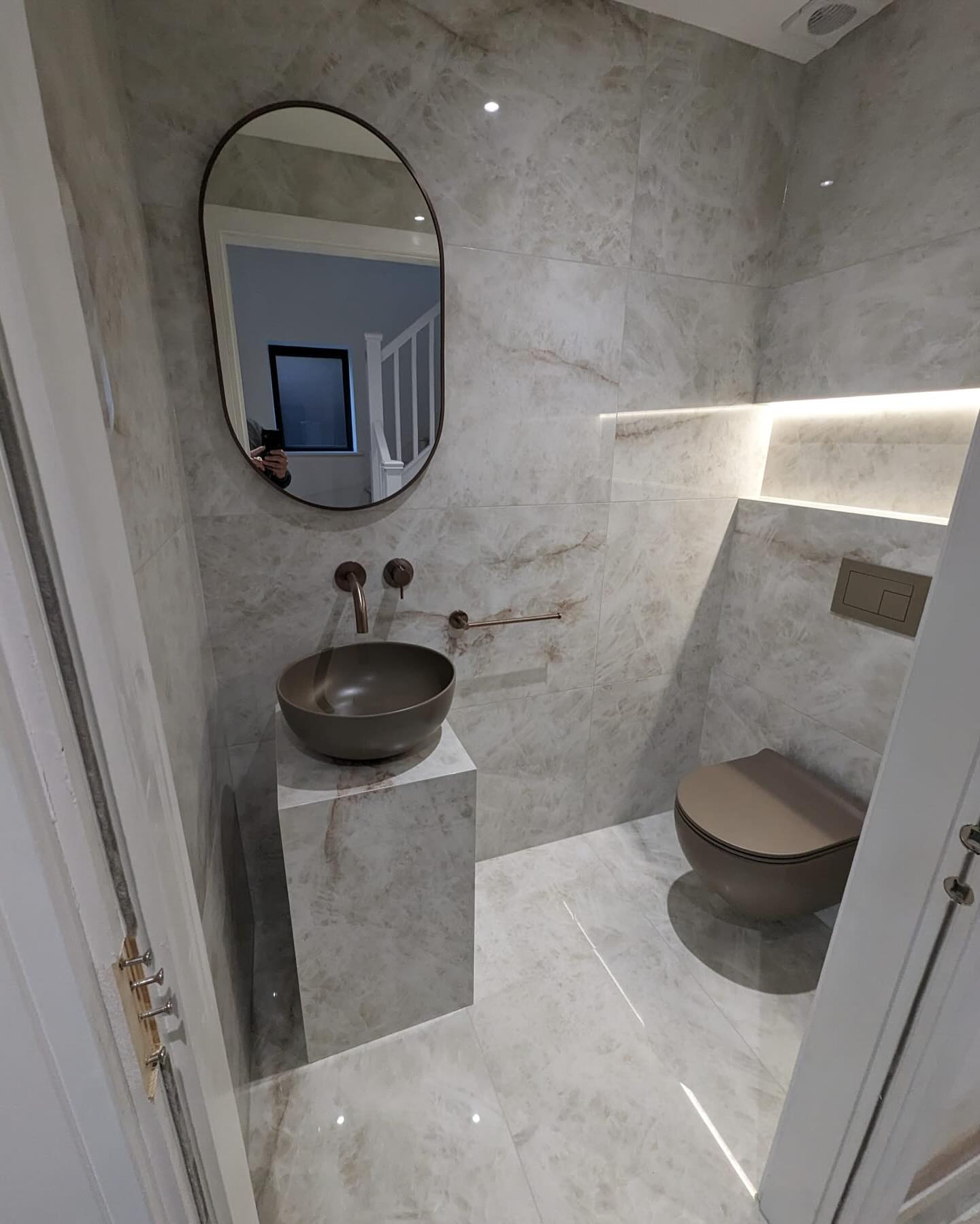 Grey Marble Tiles Create a Serene Backdrop