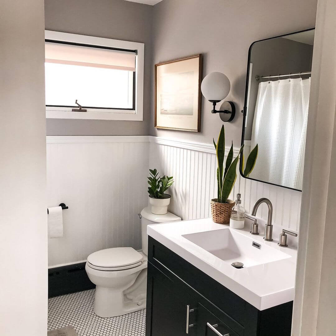 Dark Vanity Grounds Small Grey Bathroom