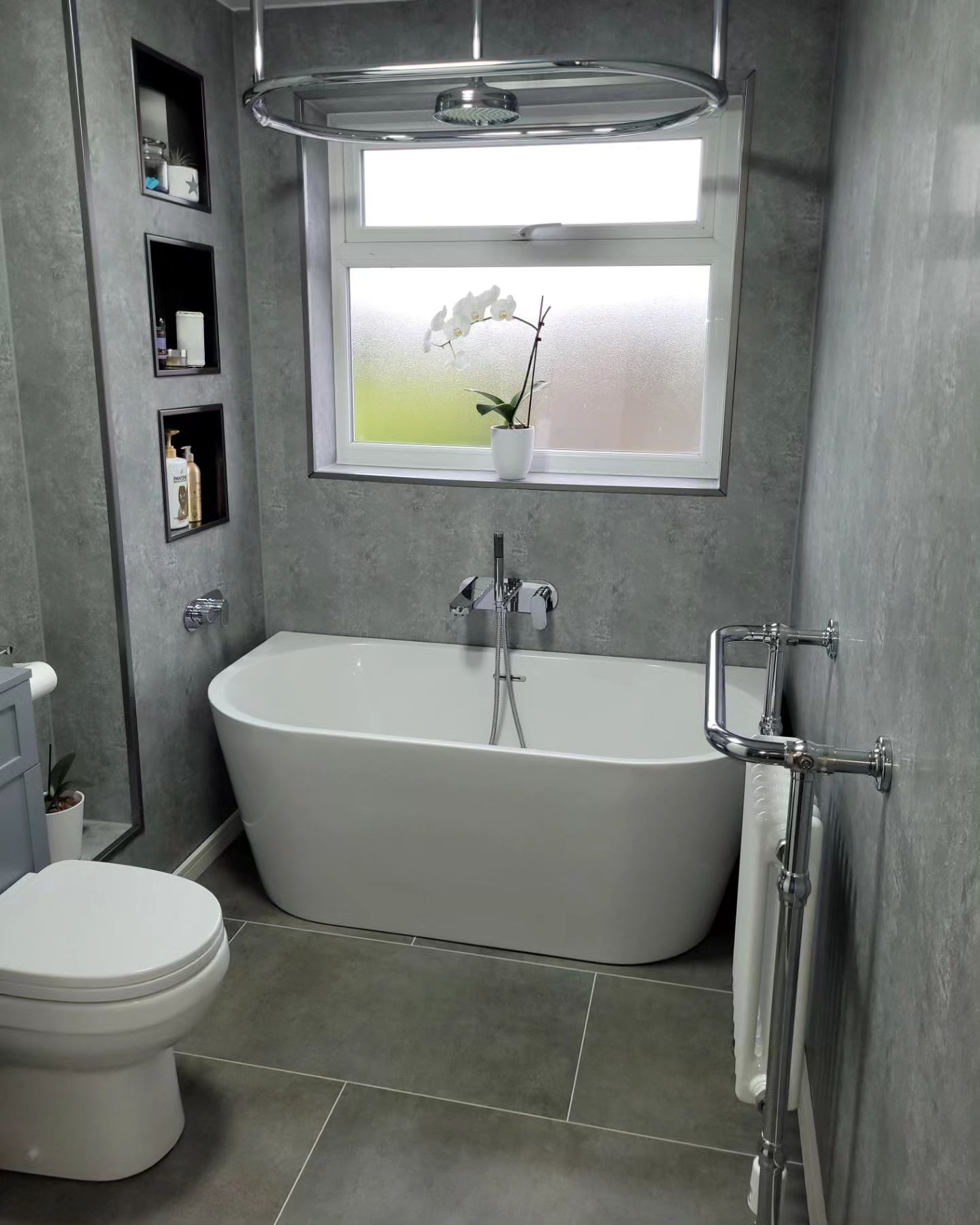 Recessed Black Niches Add Geometric Storage