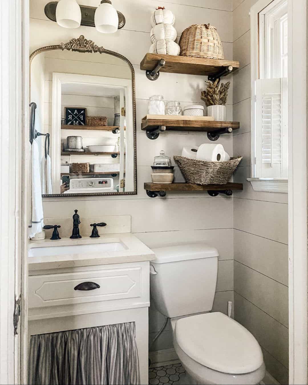 Rustic Wood Shelves with Industrial Pipe Brackets