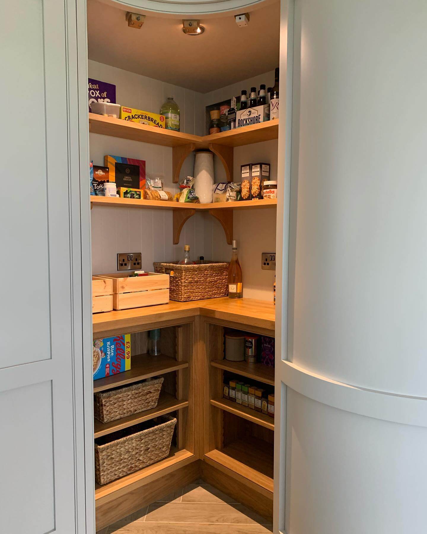 Contain Cereal Boxes and Snacks in Woven Baskets