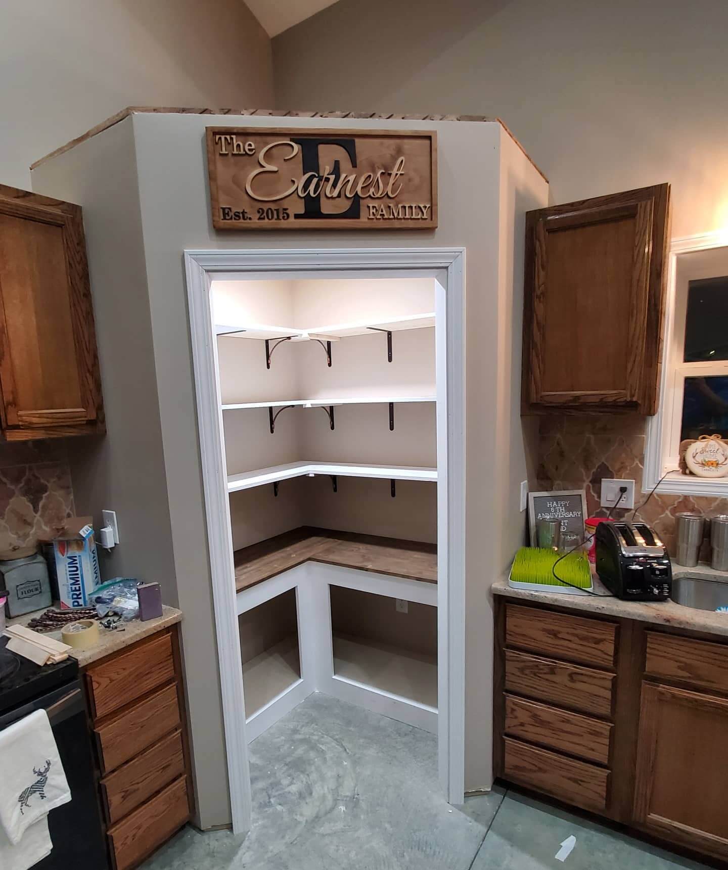 Wood Countertop Adds a Work Surface to Pantry Base