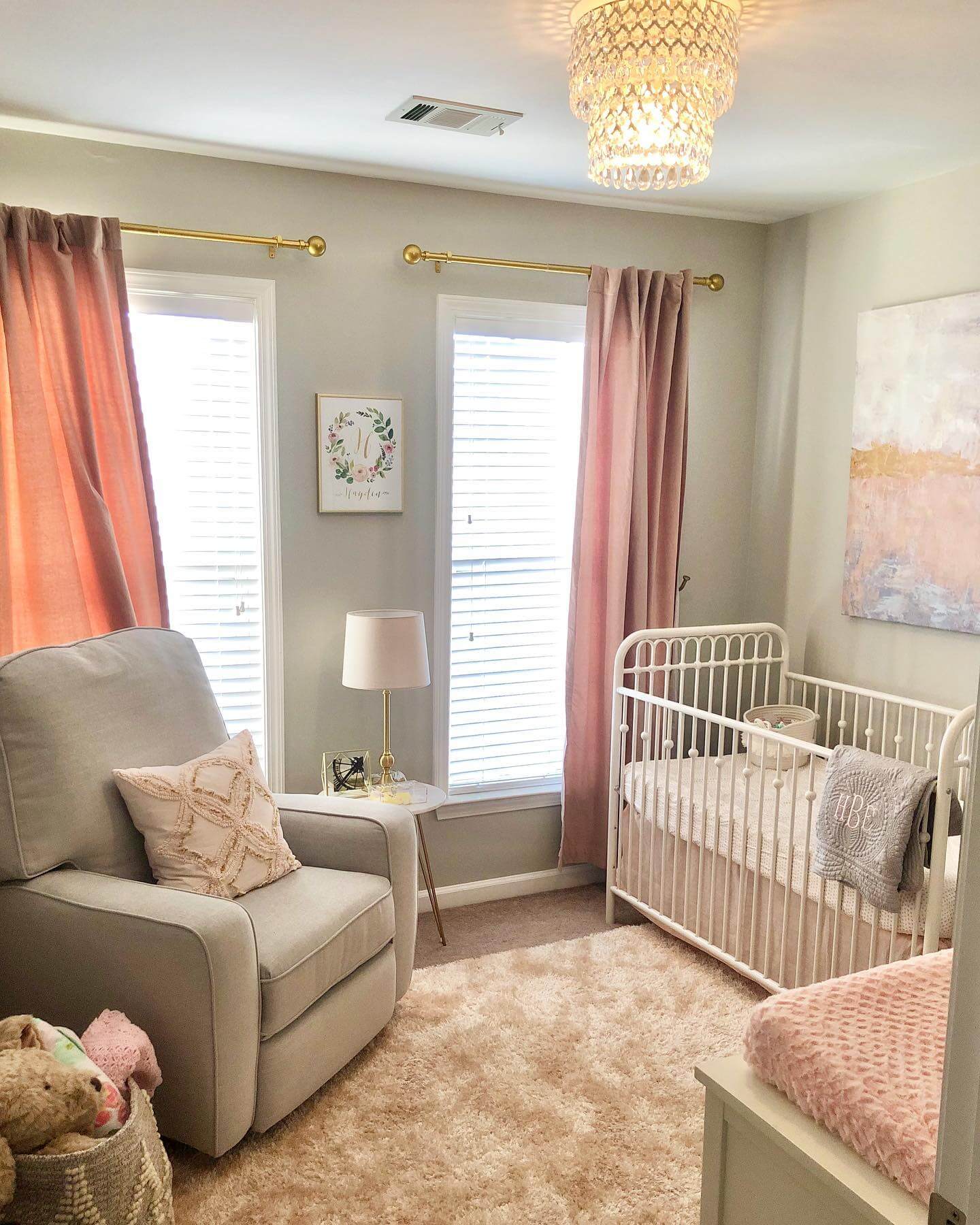 Soften Nursery Light with Plush Pink Drapes