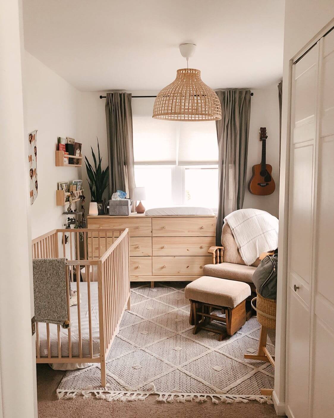 Woven Pendant Light Adds Natural Texture Above Changing Station
