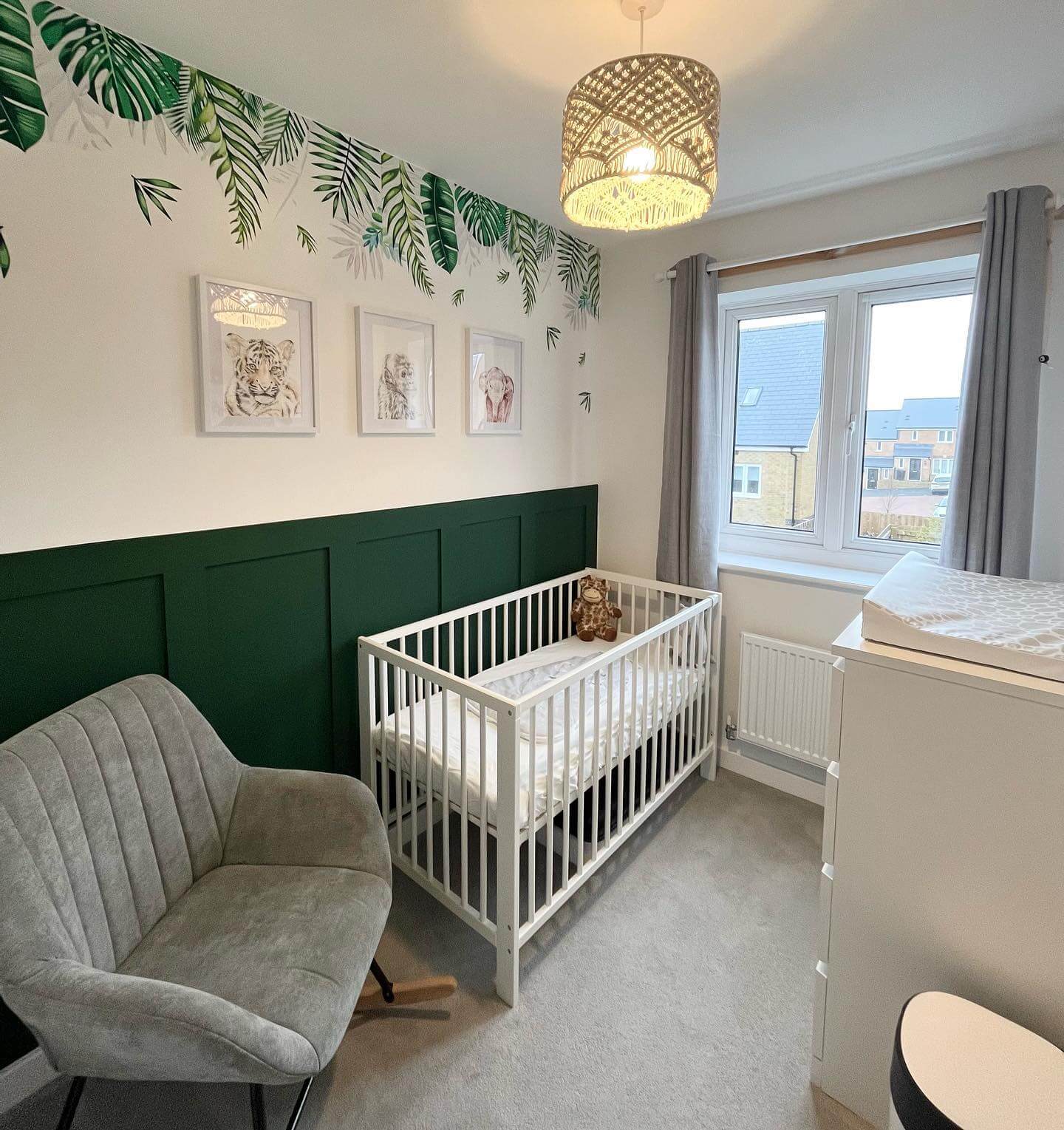 Leafy Wall Decals Create a Canopy Above Animal Art