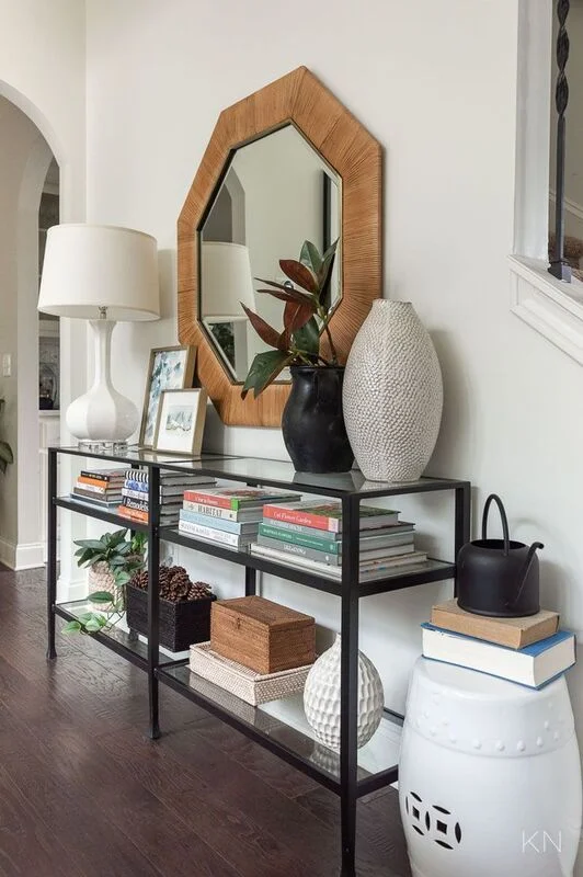 Stack Books Vertically on Console Table Shelves