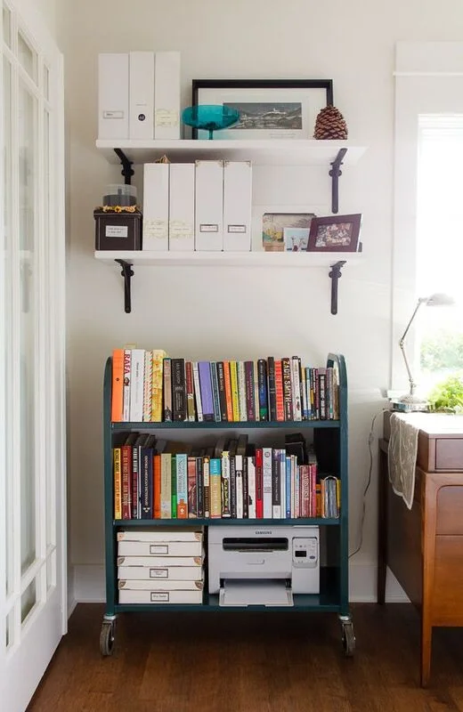 Rolling Cart Organizes Books and Office Essentials