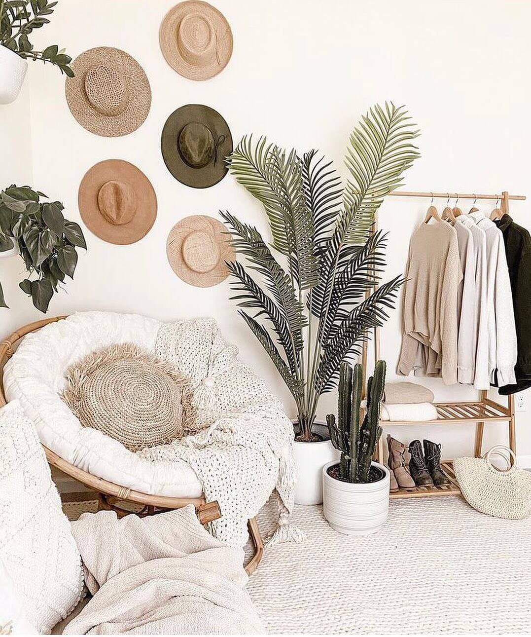 Wall-Mounted Hats Create a Textured Focal Point