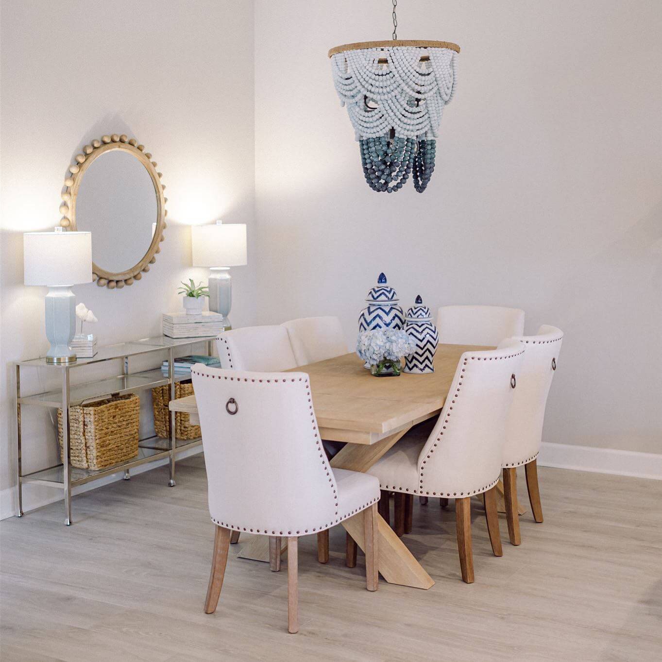Beaded Chandelier Adds Coastal Texture and Color