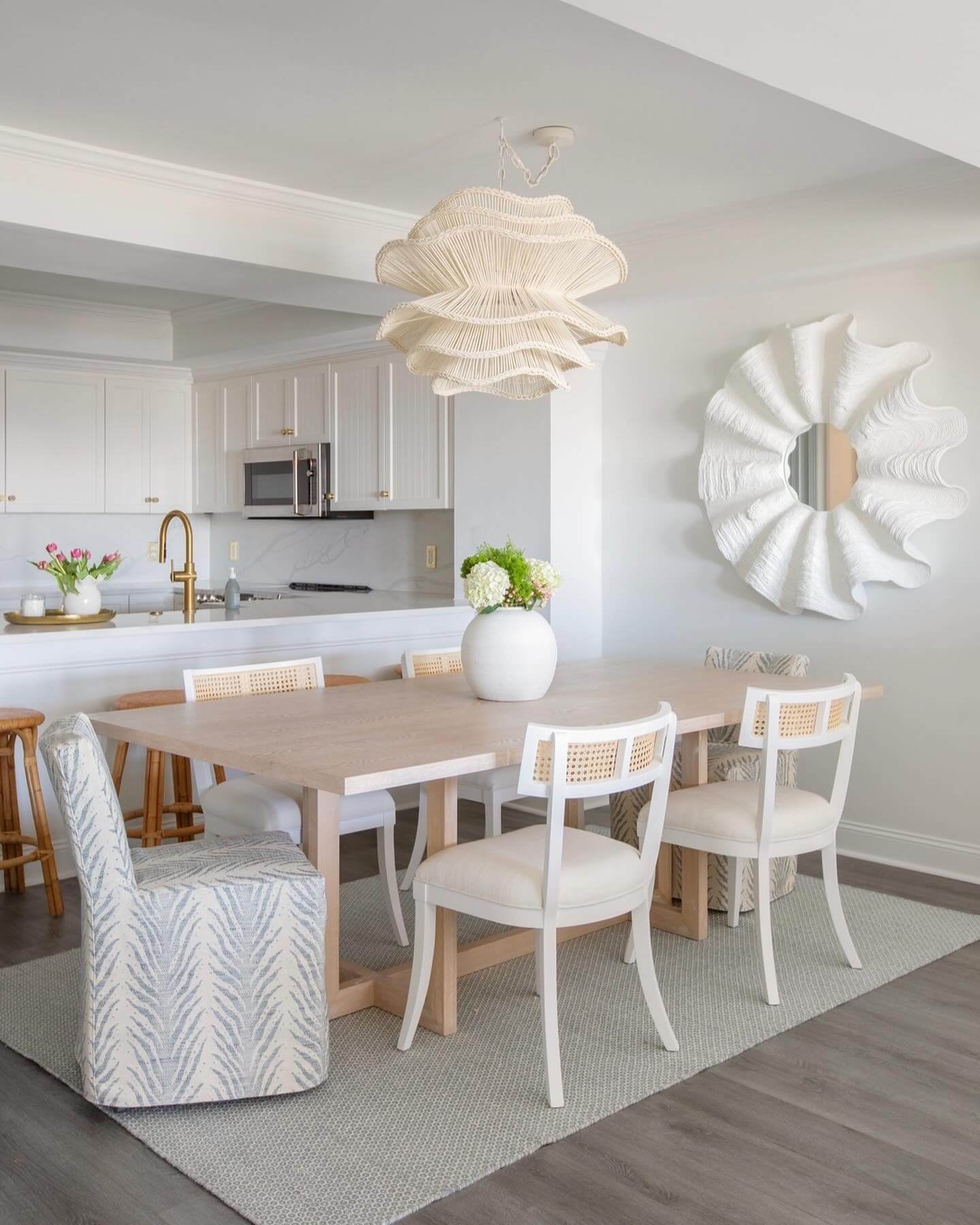 Ruffled Seashell Mirror Creates a Dramatic Focal Point