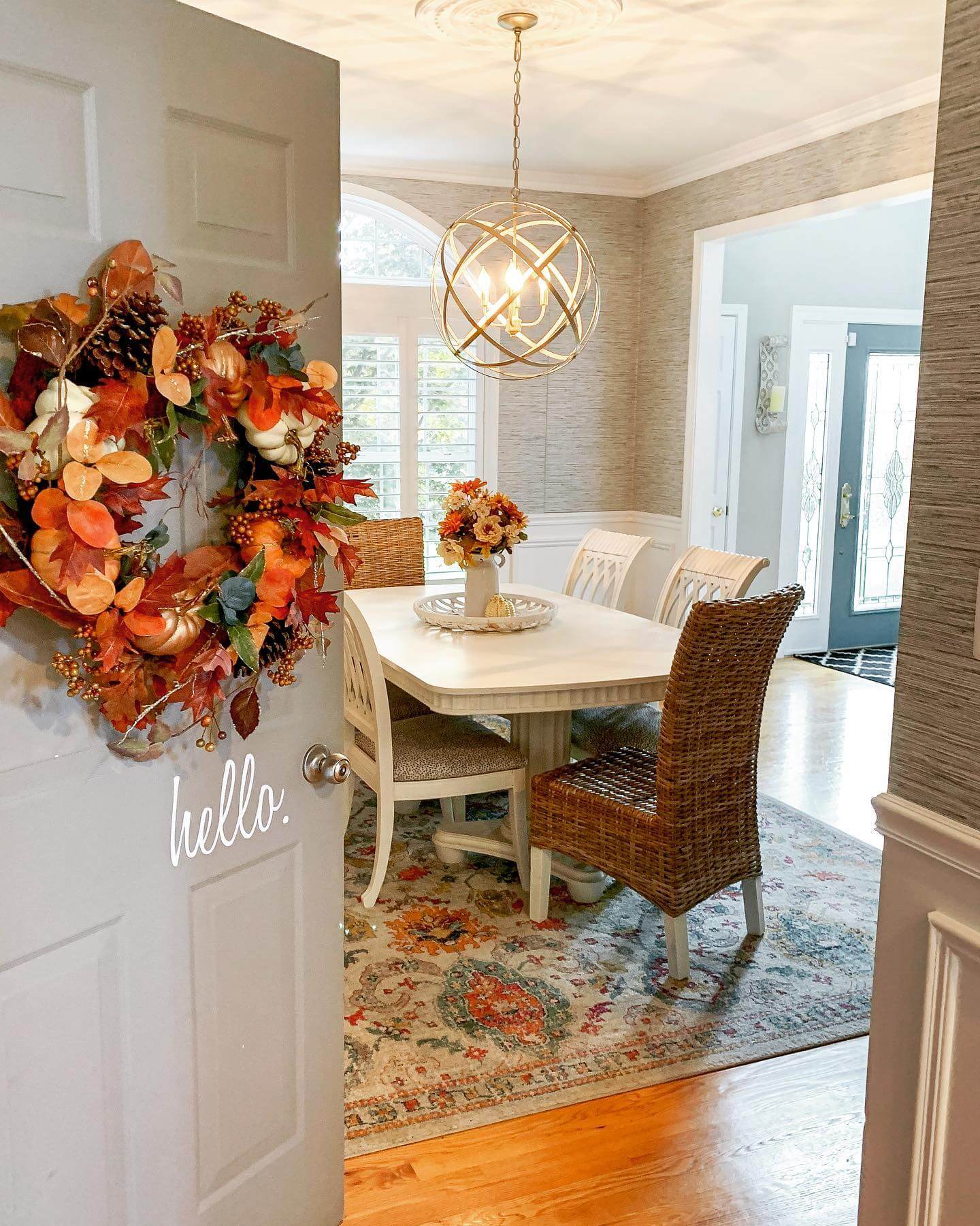Rattan Chairs Complement a Textured Area Rug