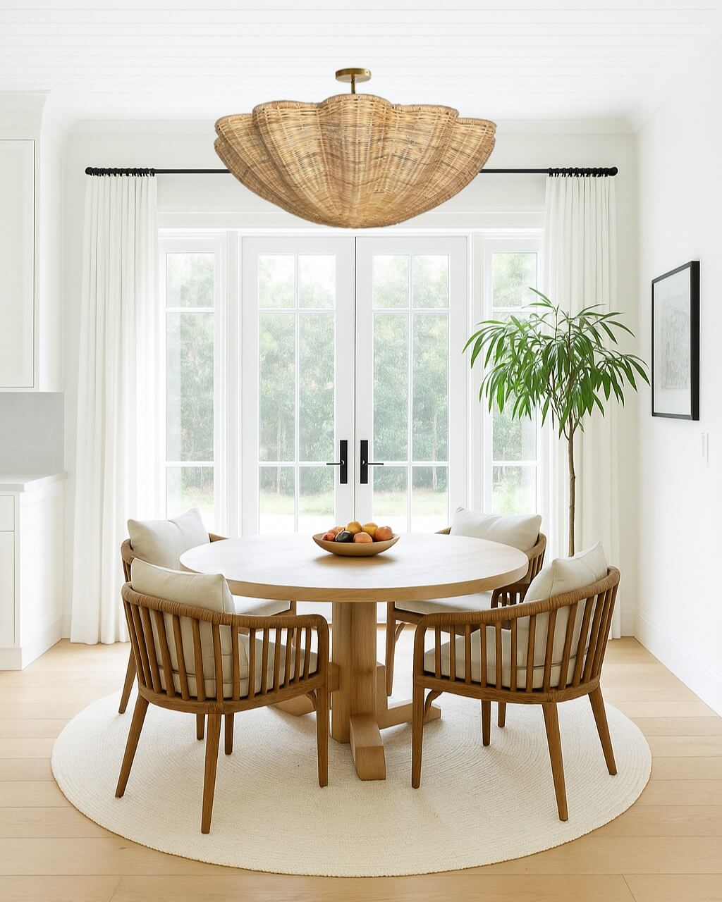 Woven Shell Chandelier Adds Organic Texture Overhead