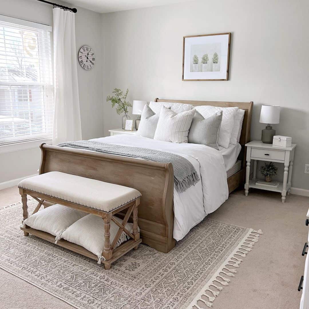 Wooden Sleigh Bed Frames Coastal Farmhouse Style