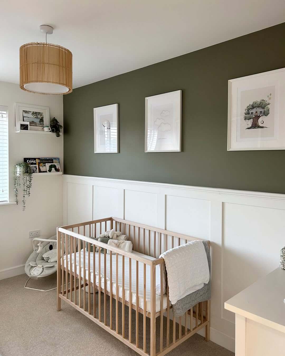 Two-Tone Walls Add Depth to a Cozy Nursery