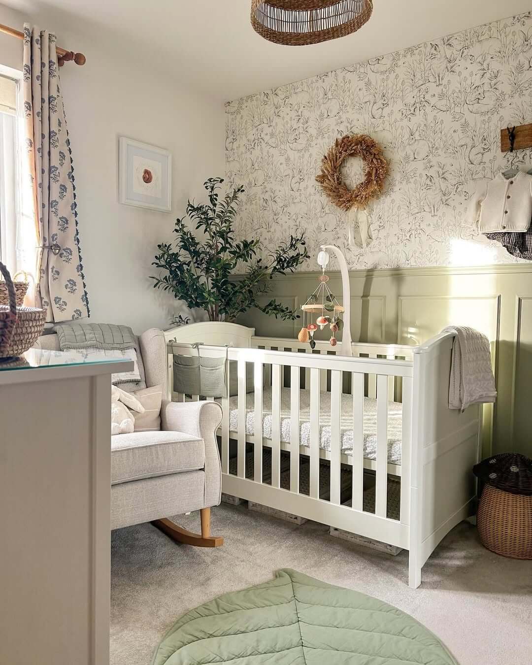 Woodland Wallpaper and Wreath Create a Whimsical Backdrop
