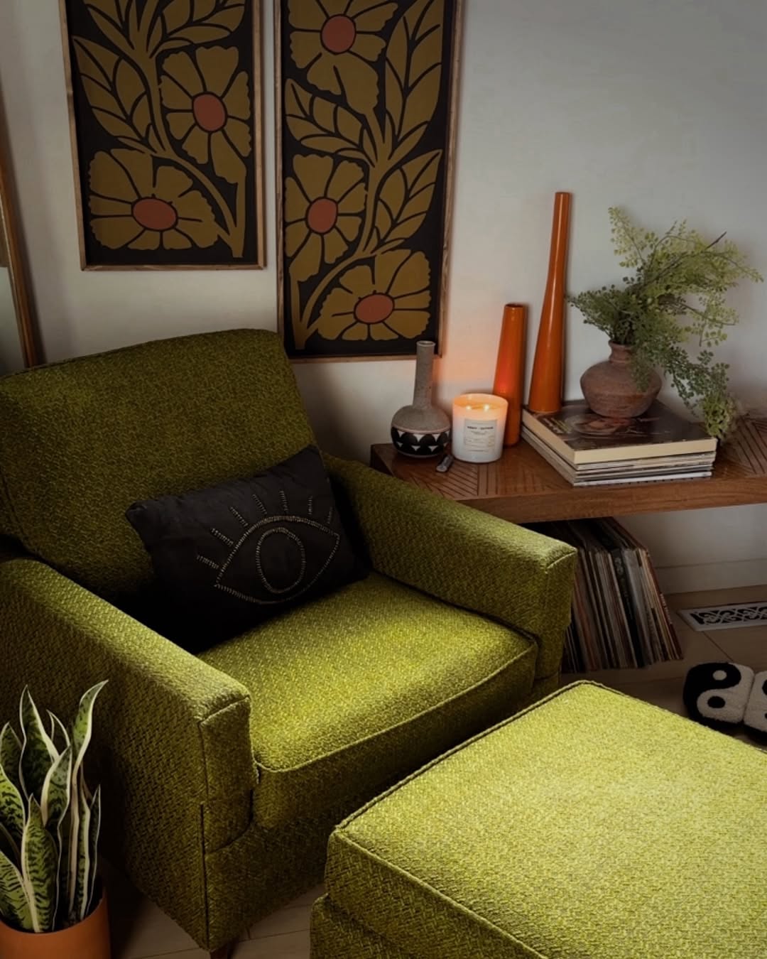 Textured Armchair and Ottoman for a Relaxing Retreat