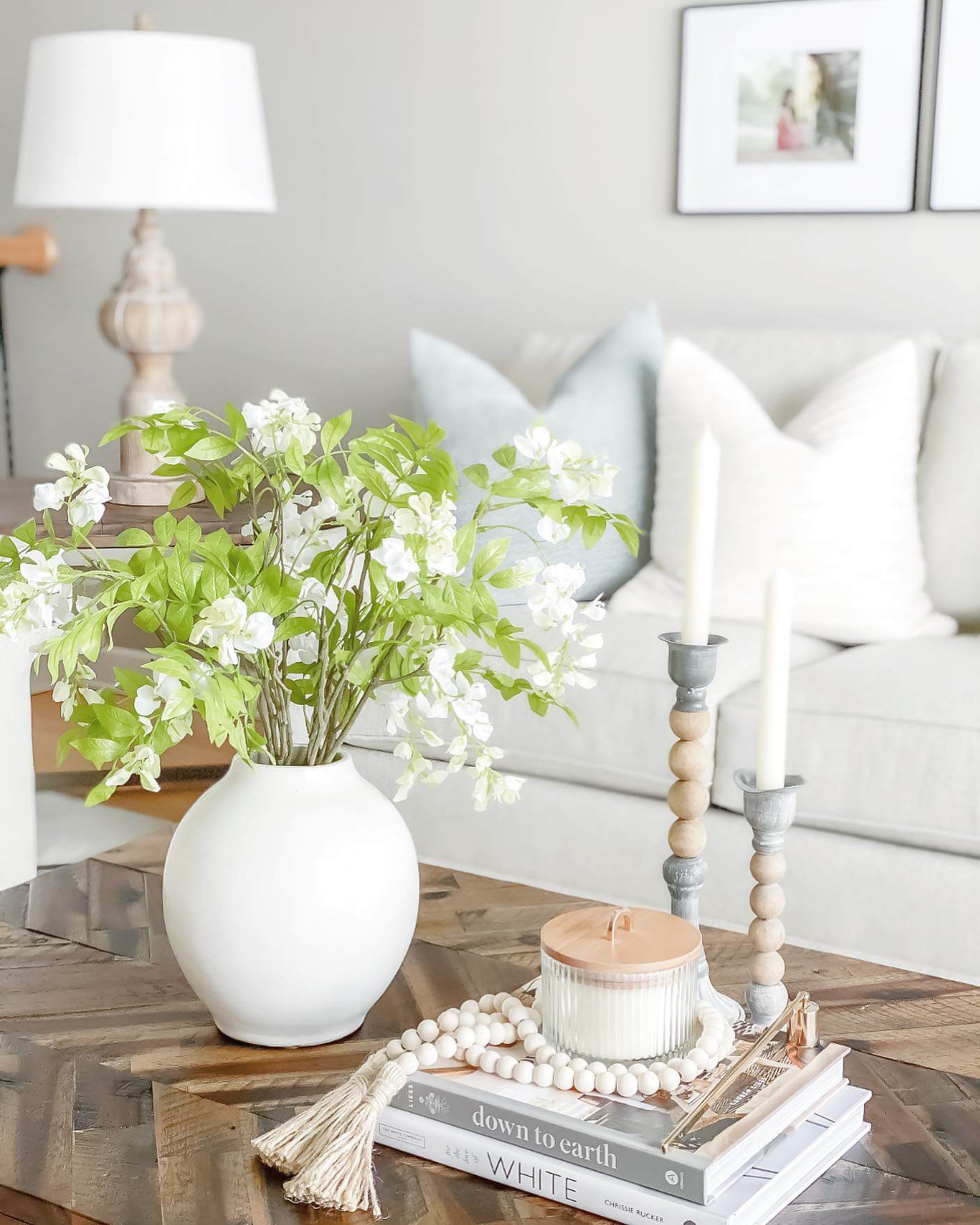 Bring a Fresh Look with Delicate Greenery in a White Vase