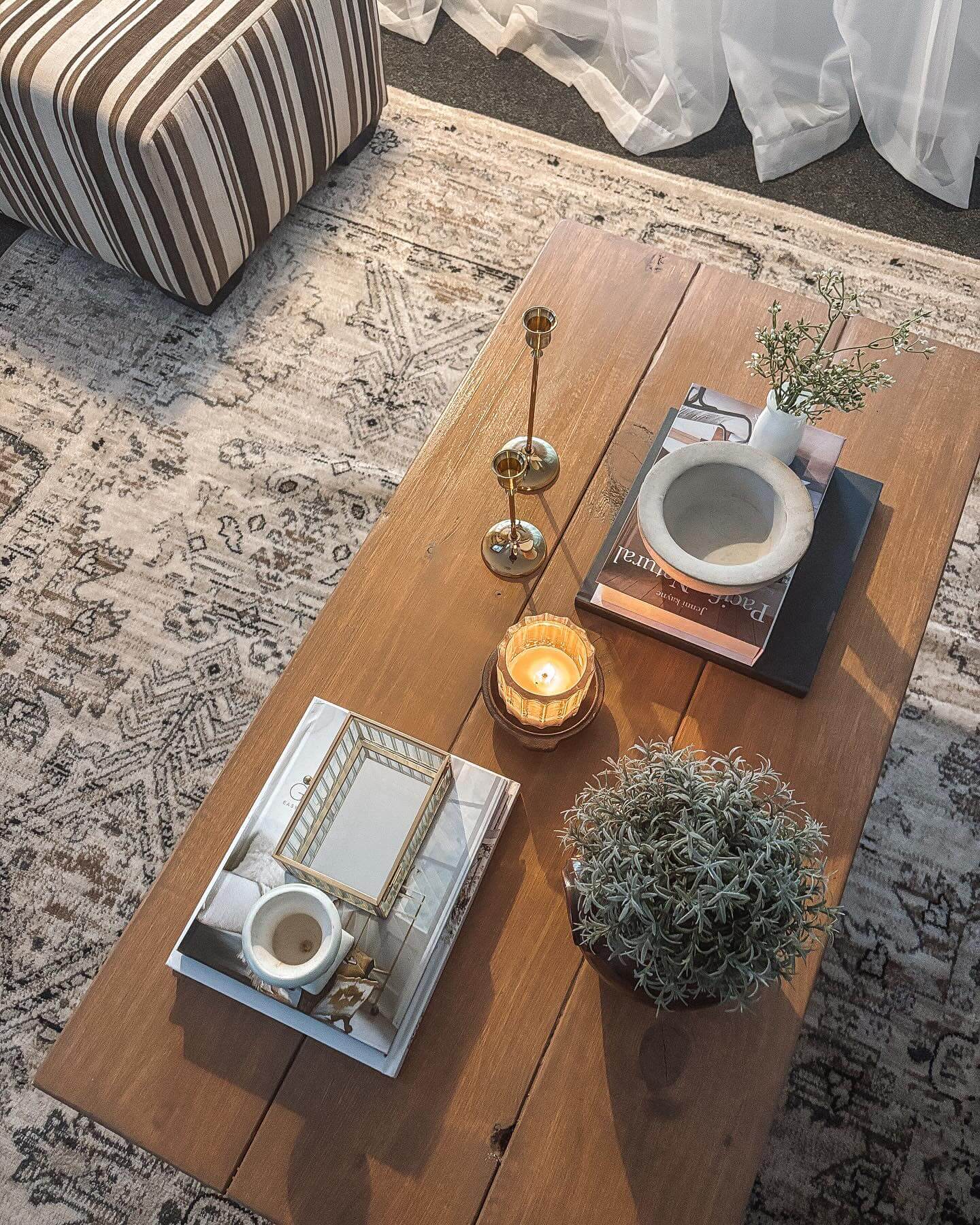 Layer Books for a Foundation of Decorative Bowls and Greenery