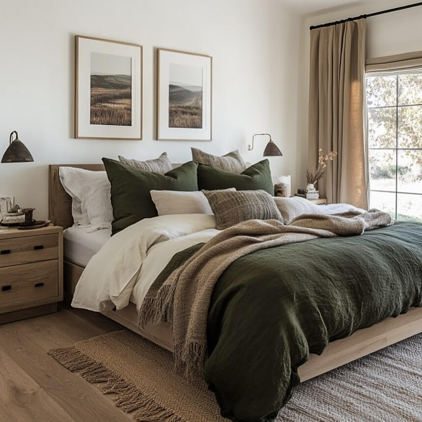 Layered Pillows Create a Plush Fall Bed