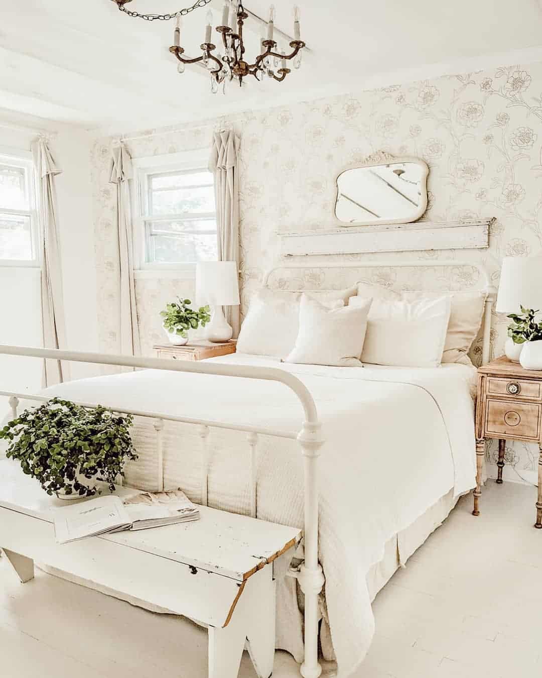 Place a Distressed White Bench for Seating