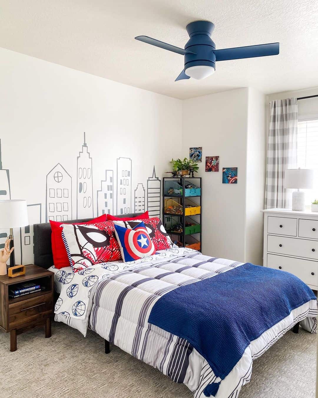 Cityscape Mural Adds a Playful Backdrop to a Boy's Bedroom