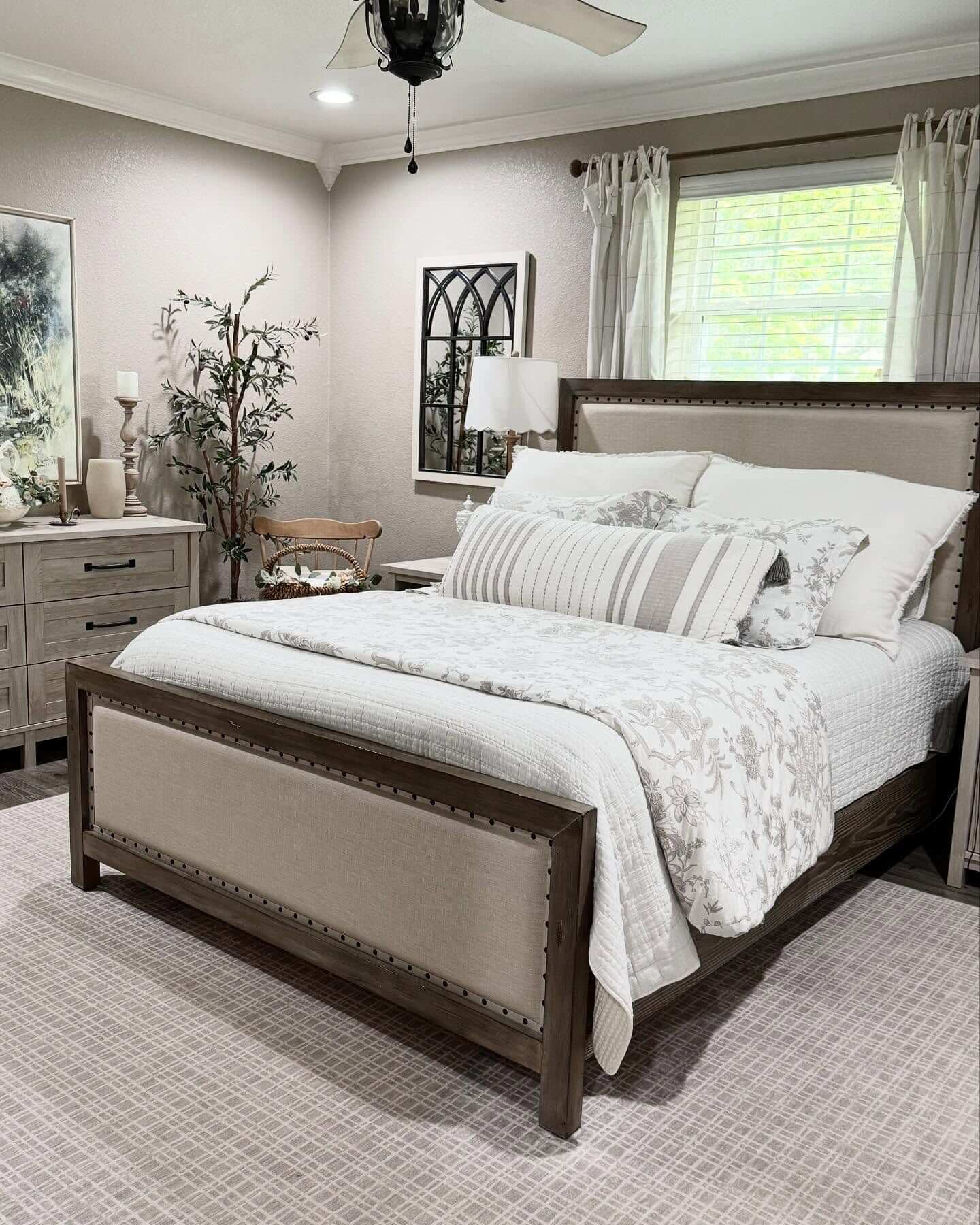 Textured Bedding Creates a Soft, Layered Farmhouse Look
