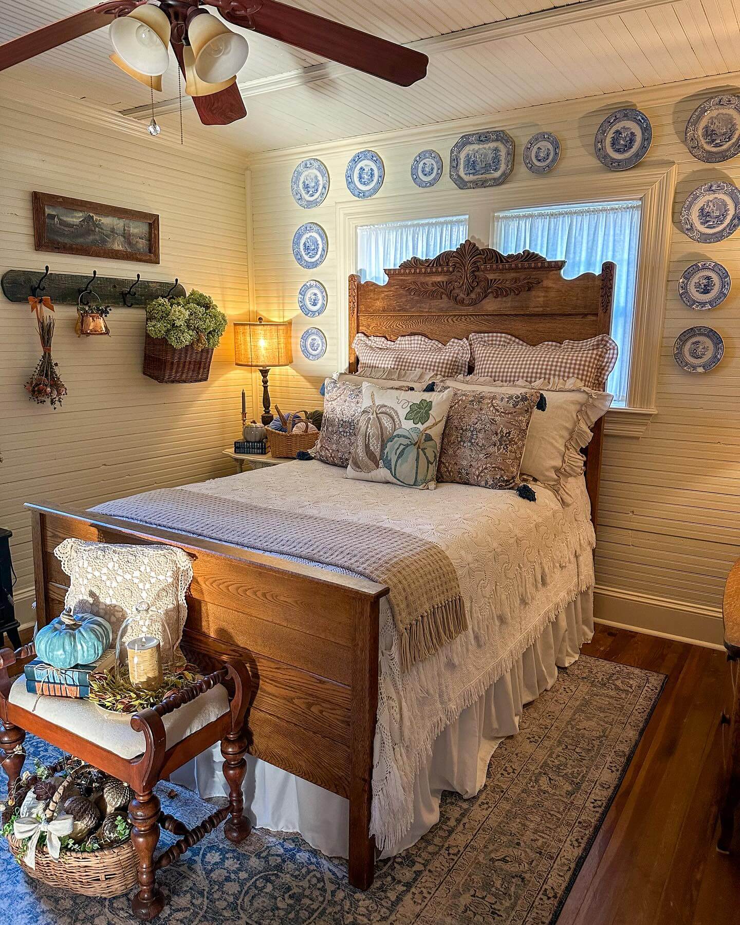 Blue and White Plates Create a Charming Wall Gallery