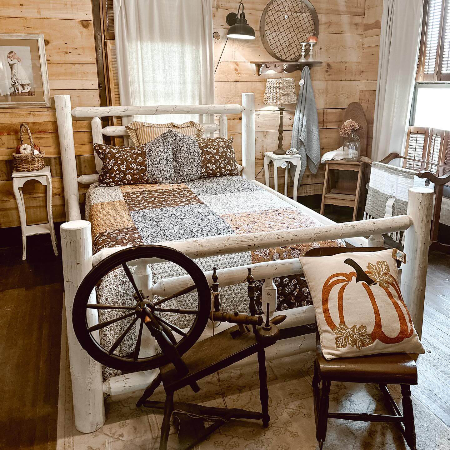 Pumpkin Pillow Adds Seasonal Flair to Rustic Chair