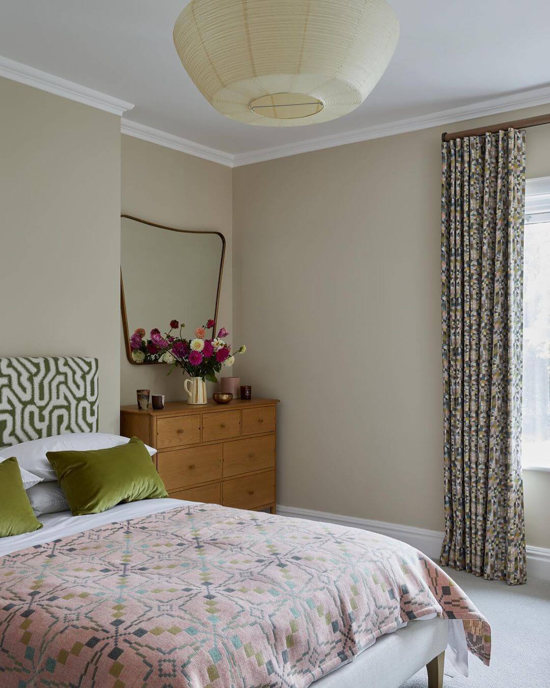 Textured Headboard Adds a Graphic Touch to the Bed