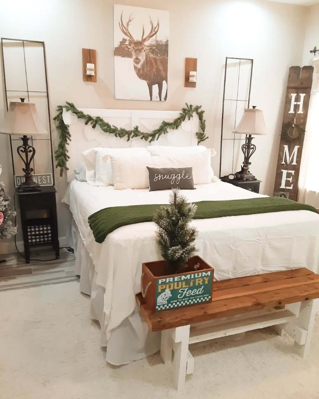 Frame the Bed With a Deer Portrait and Garland