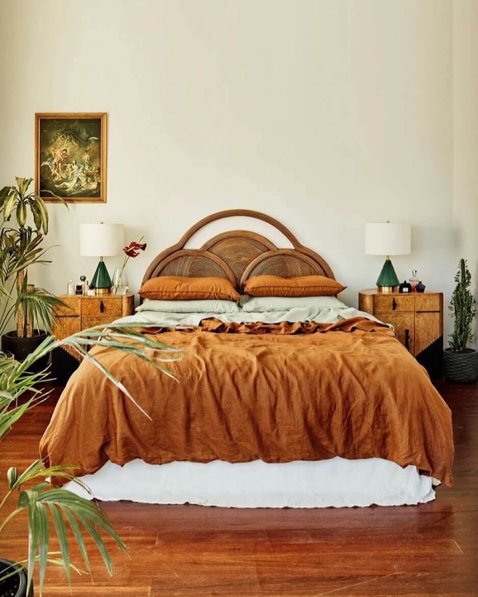 Choose a Curved Rattan Headboard for Natural Softness