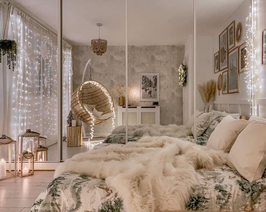 Hanging Rattan Chair Creates a Cozy Reading Nook