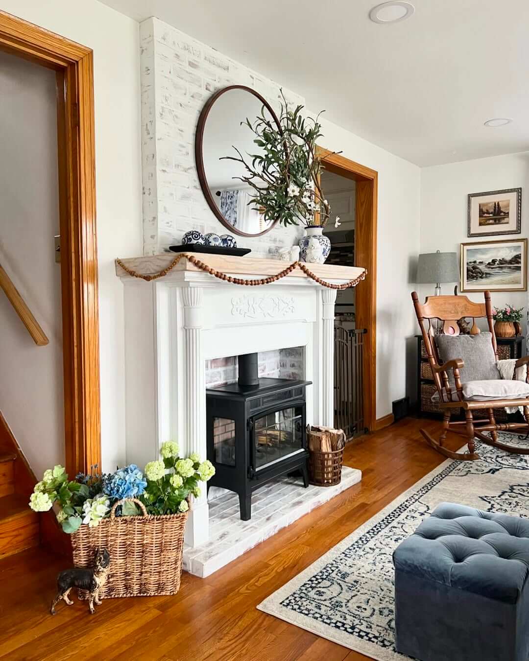 White Brick Fireplace Wall Adds Rustic Texture