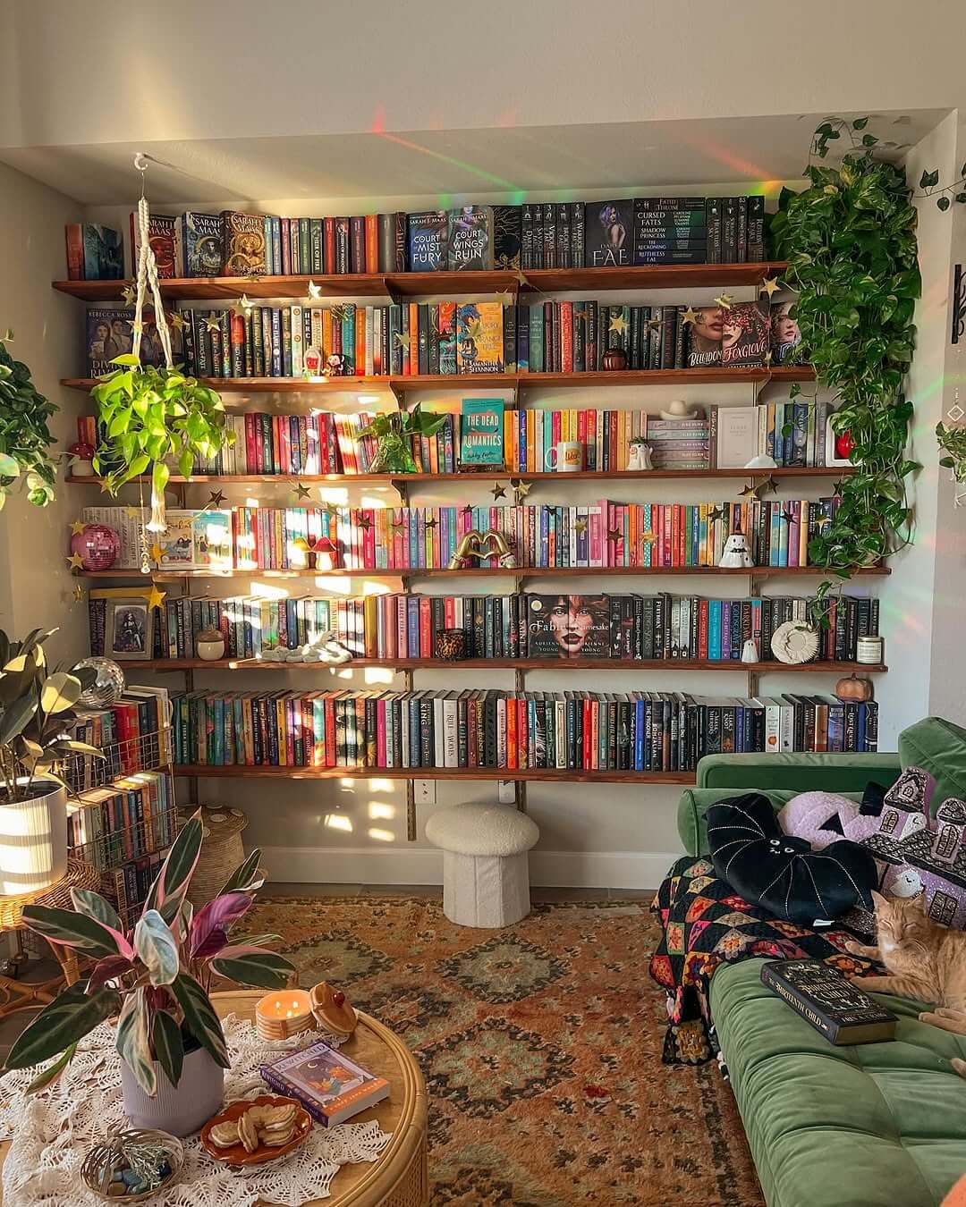 Whimsical Wooden Shelves with Star Garland