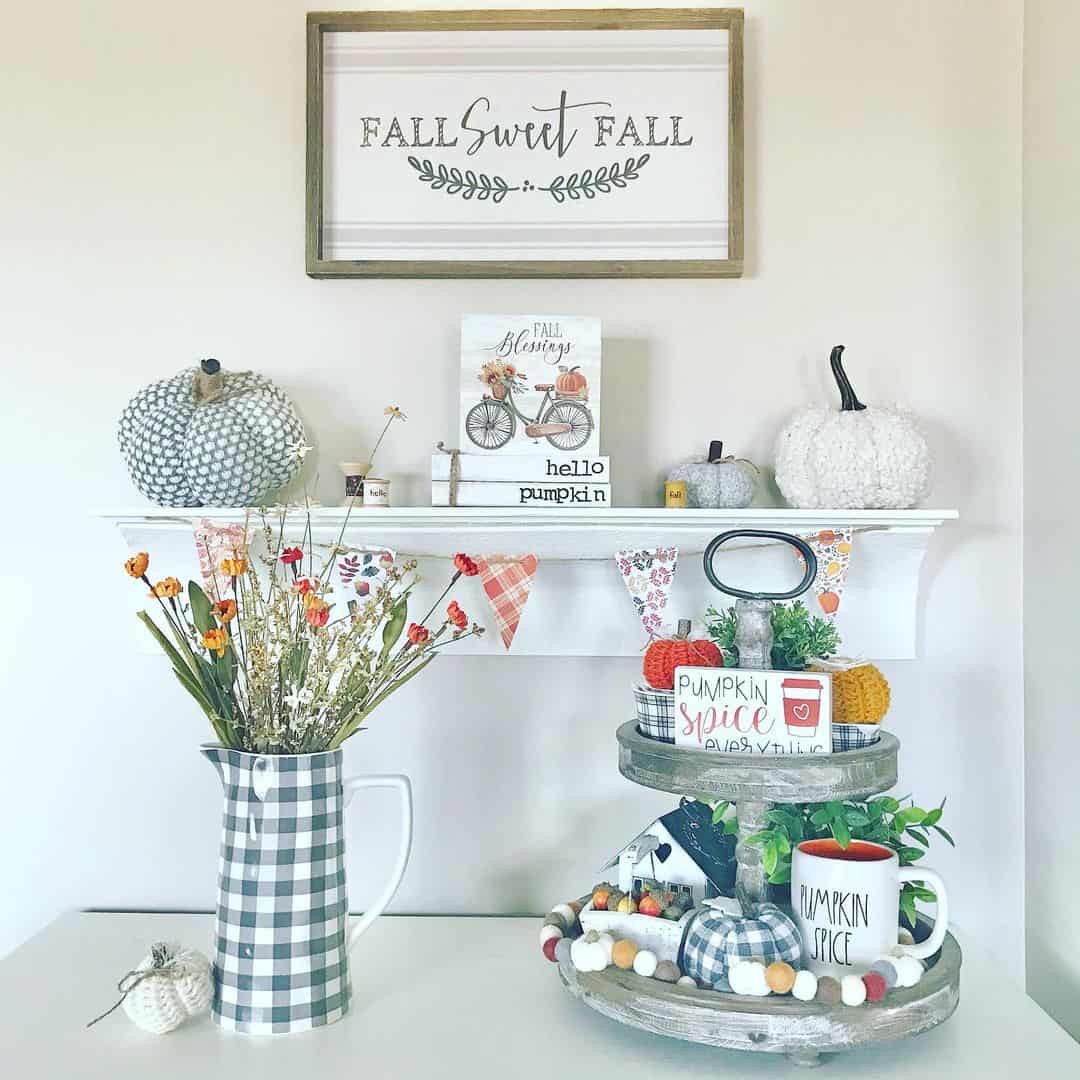 Fall Tiered Tray with 'Pumpkin Spice' Mug and Cozy Accents