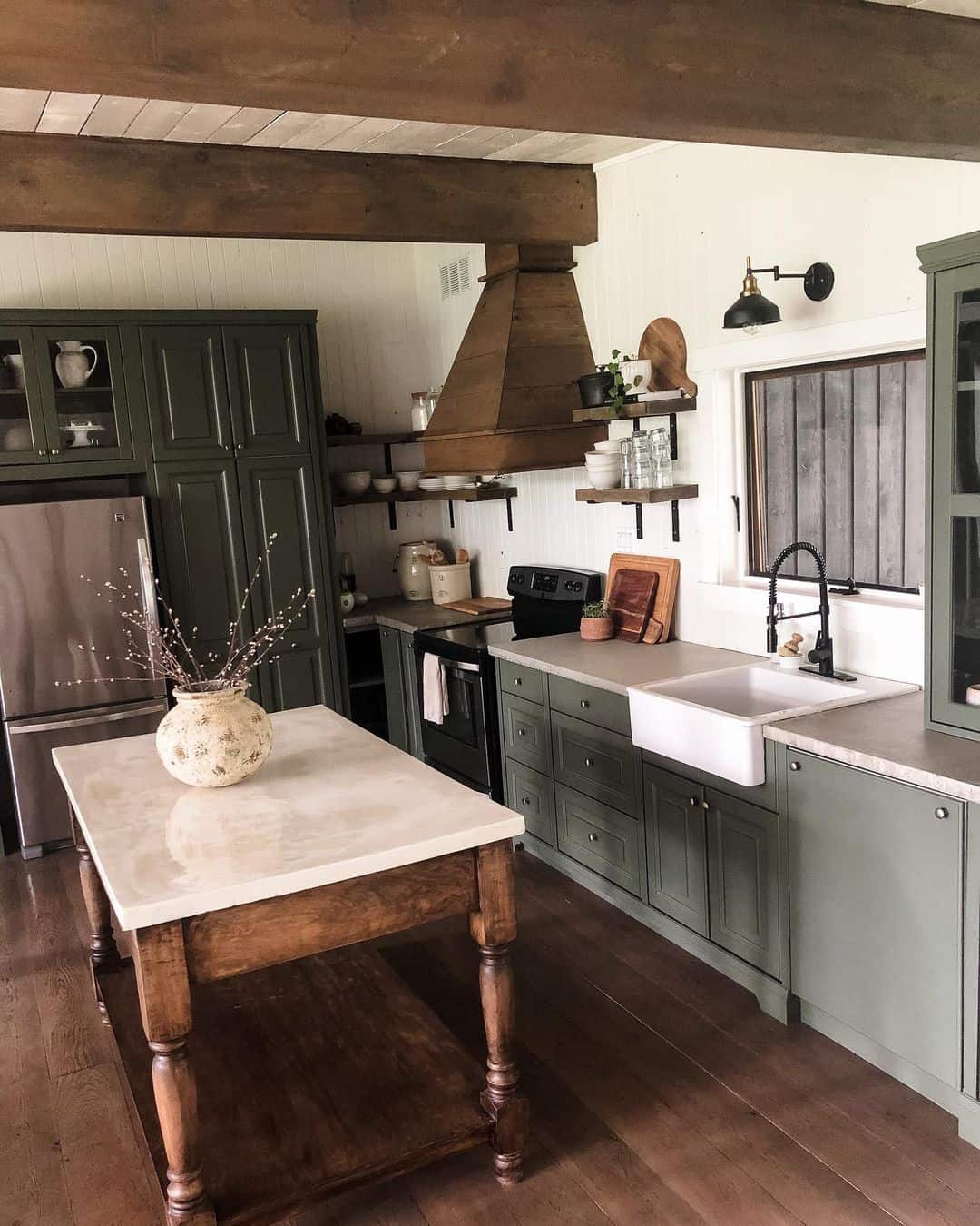 Wooden Hood Vent Adds Rustic Charm Above Range