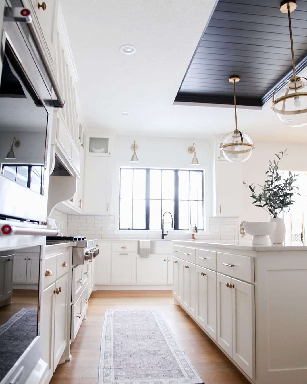 Recessed Black Wood Ceiling Adds Dramatic Contrast