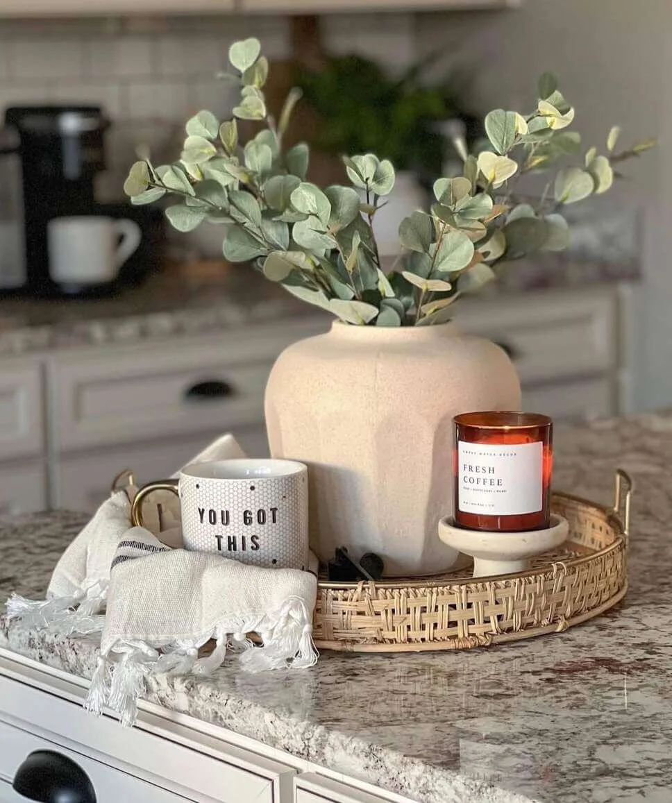 Woven Tray Arrangement for a Cozy Morning Vignette