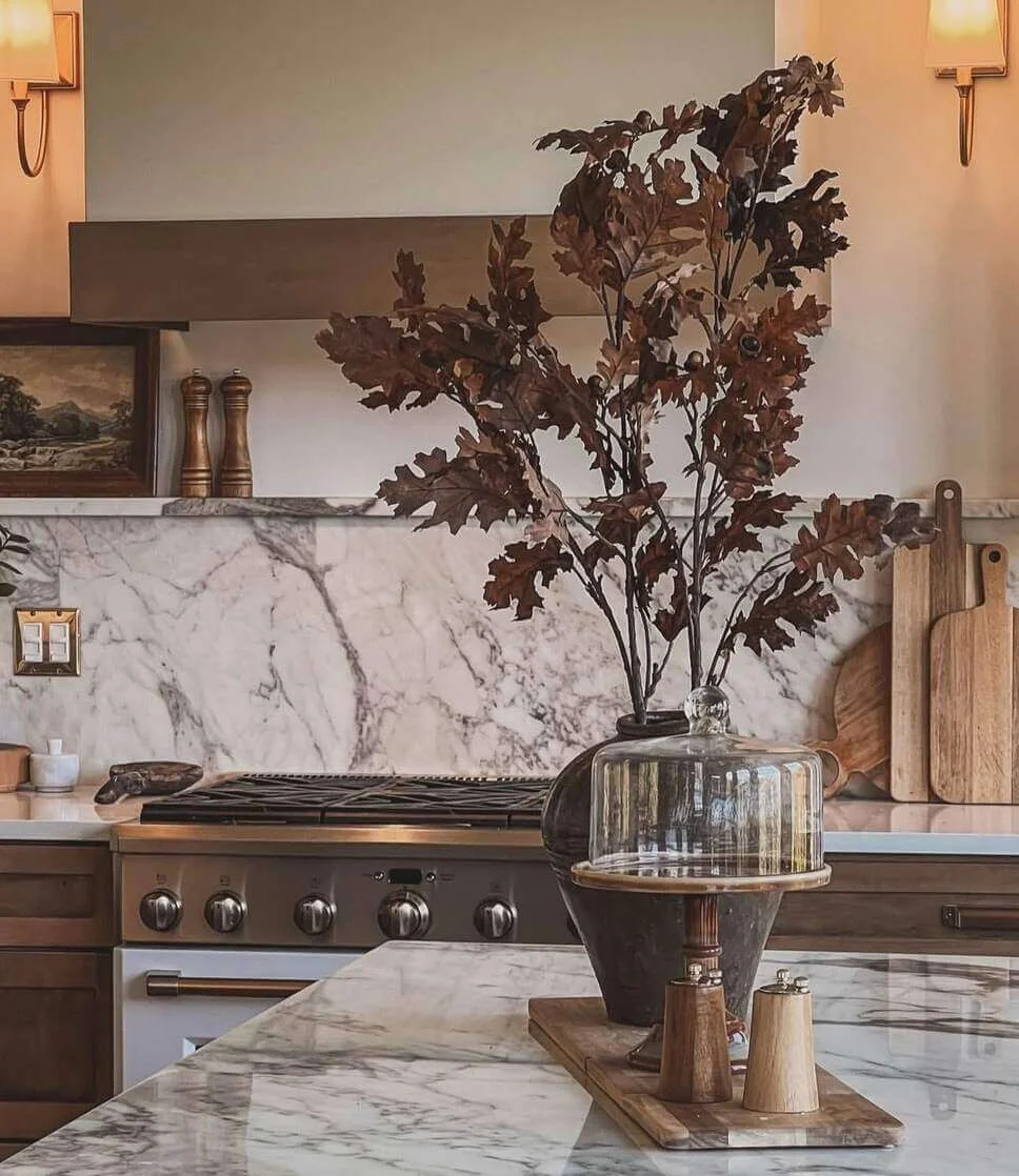 Dried Oak Branches in a Tall Vase
