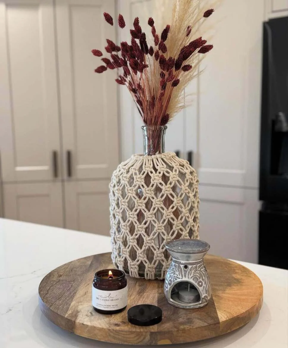 Macrame-Wrapped Vase with Dried Botanicals