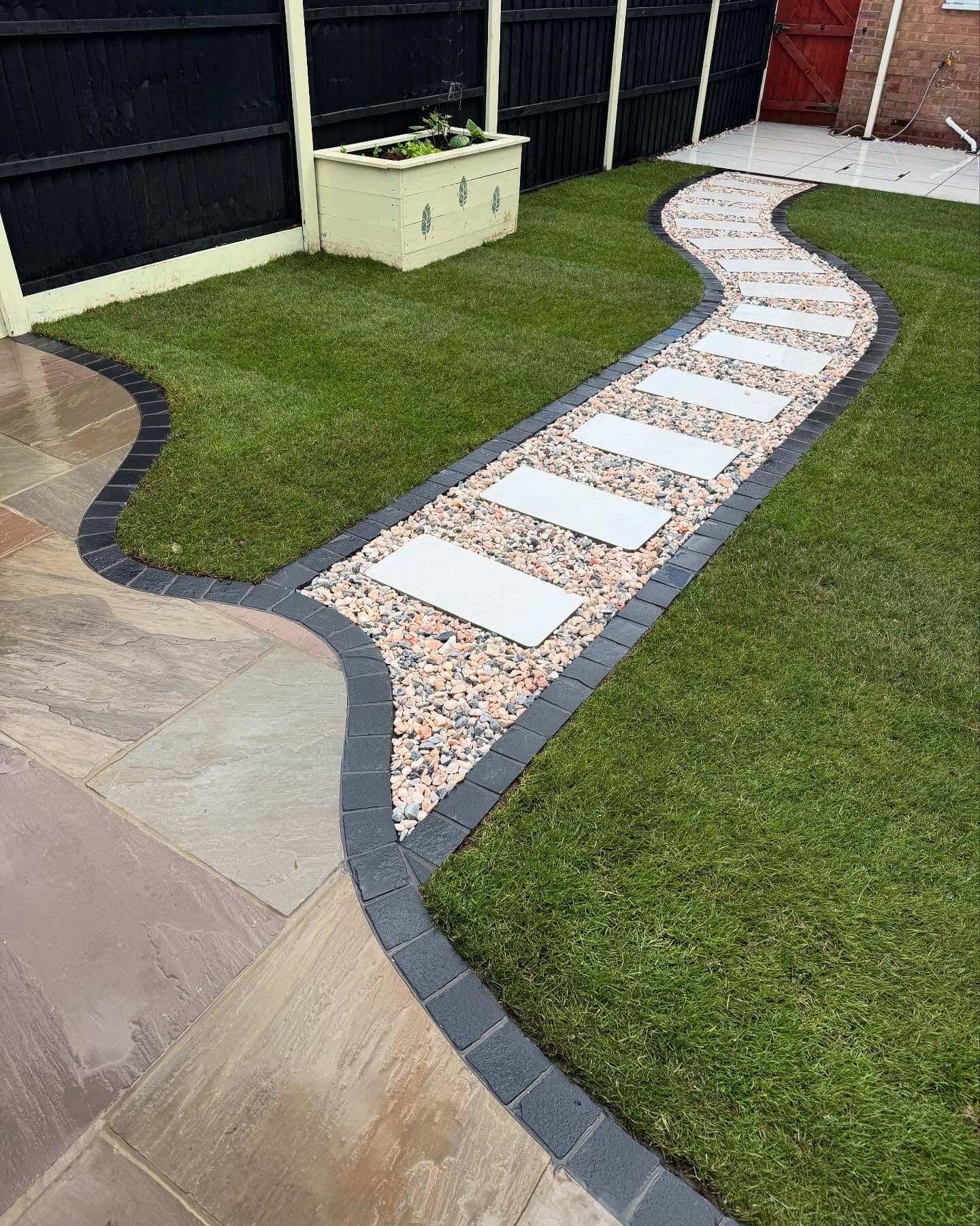 Rectangular Stepping Stones Set In Mixed Gravel