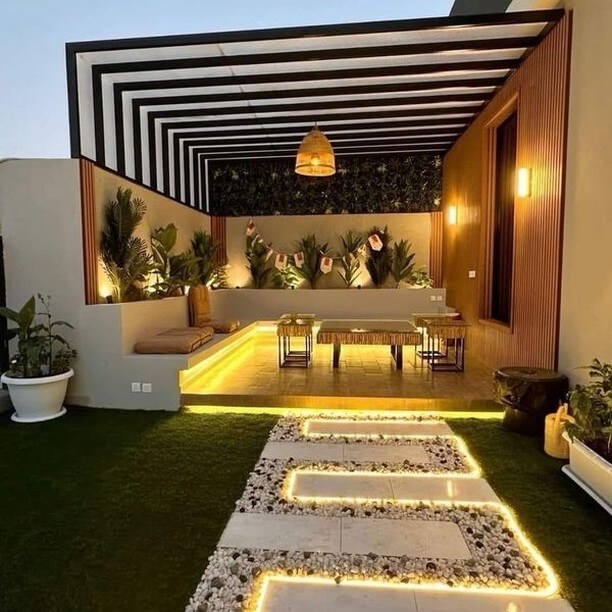 Define Garden Paths with Stepping Stones and Integrated Lighting