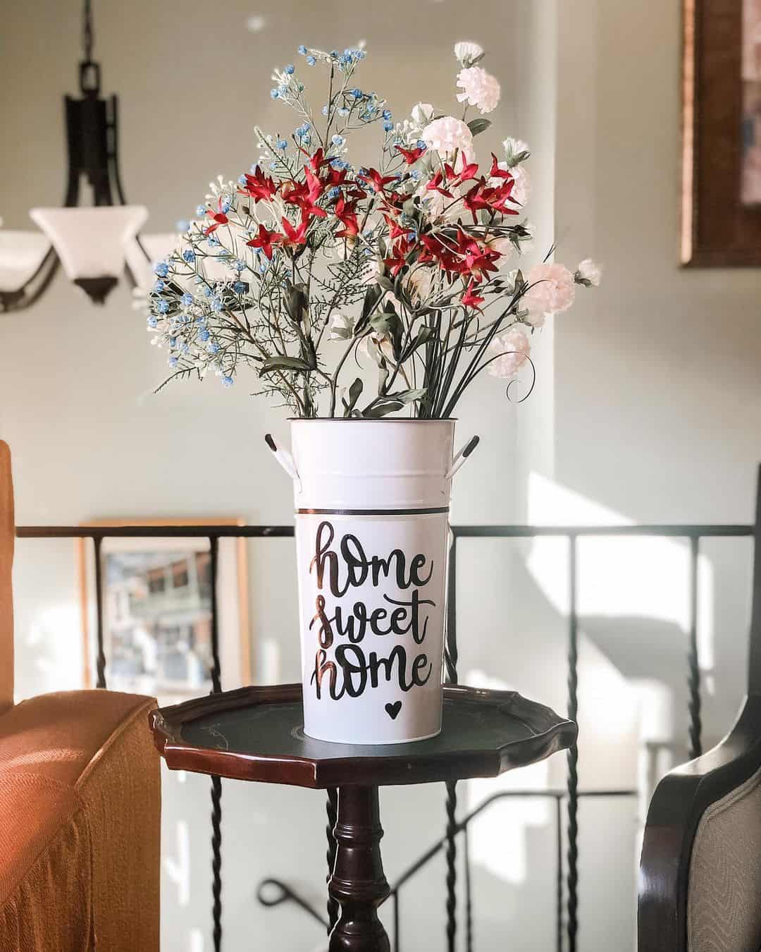 Farmhouse Charm with a White Galvanized Bucket