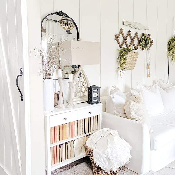 White Bookshelf With Spines Facing Out for Subtle Texture