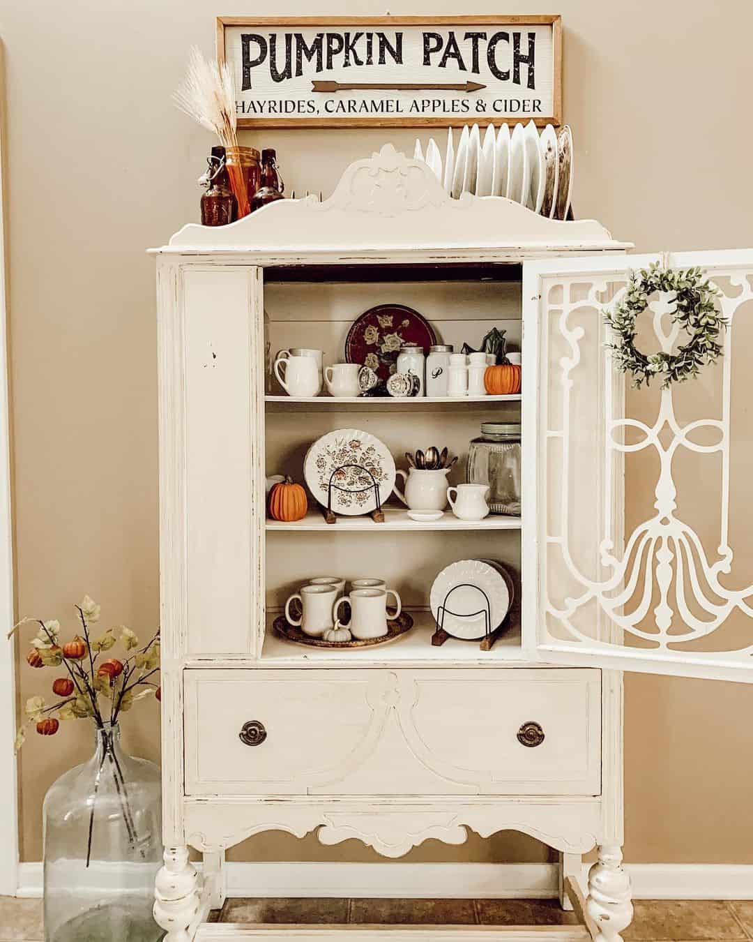 Soften an Antique China Cabinet With Seasonal Touches
