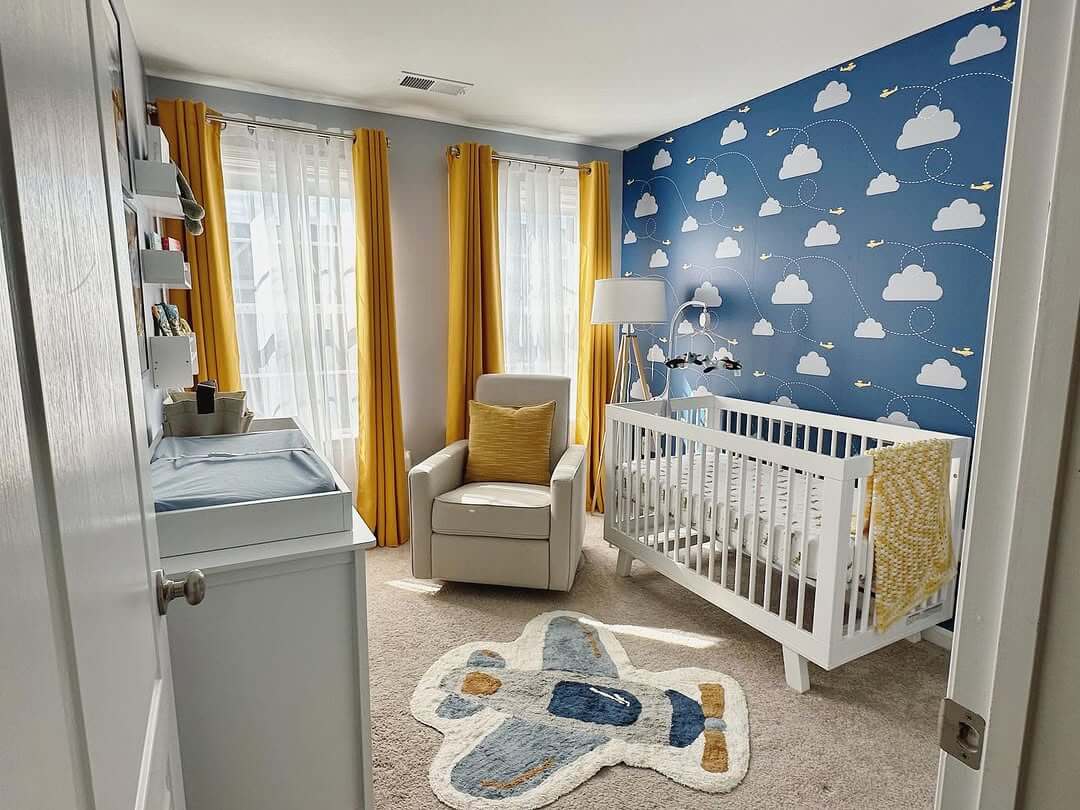 Airplane Rug Adds a Whimsical Touch to a Sky-Themed Nursery