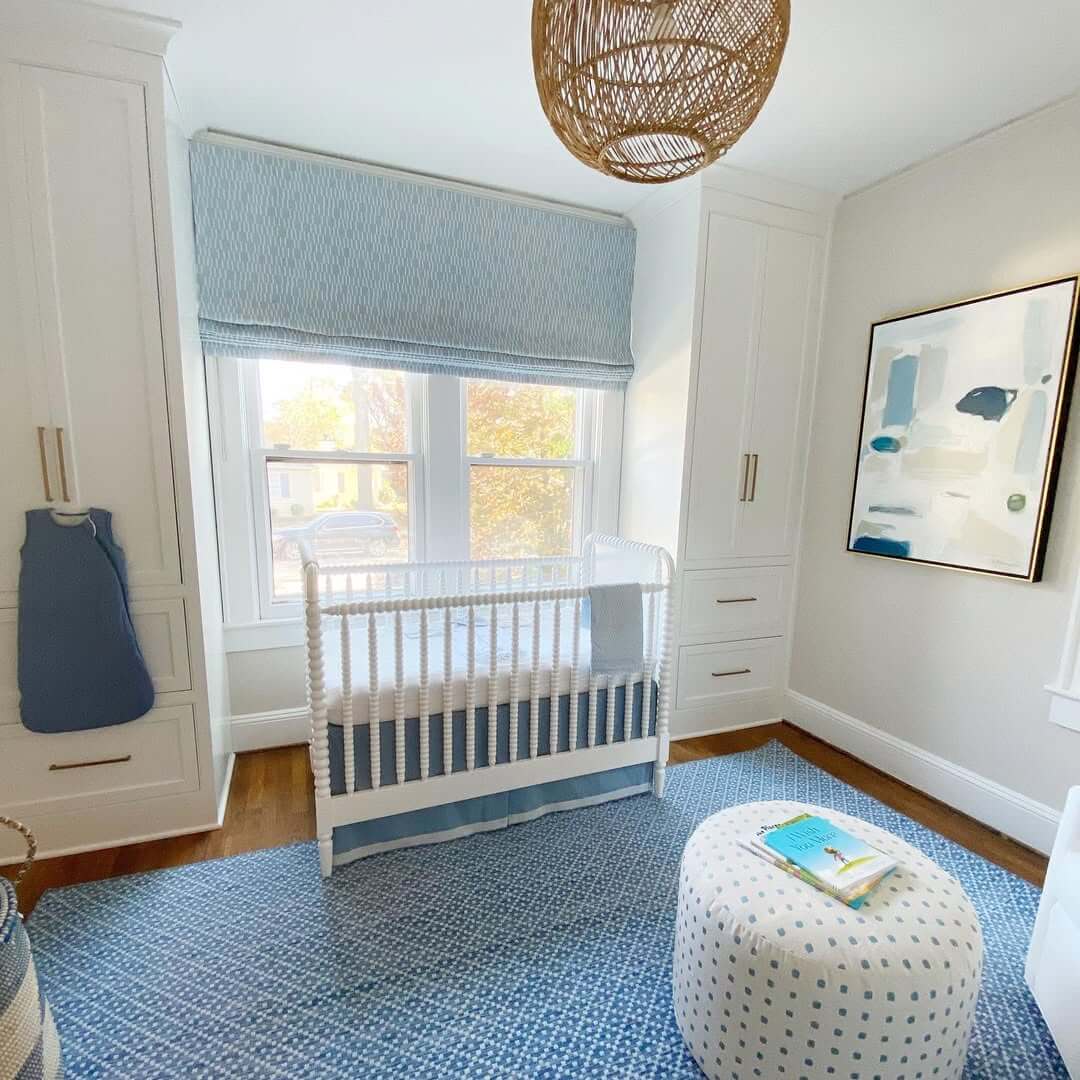 Ground the Nursery with a Blue Geometric Rug