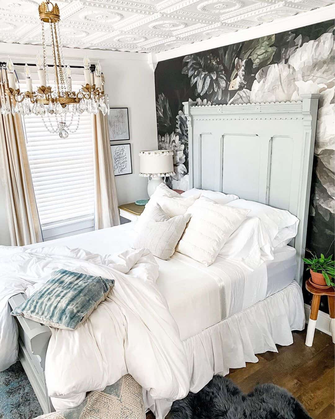 Oversized Floral Wallpaper Creates A Dramatic Accent Wall